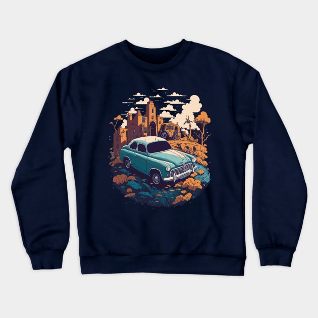 Vintage Car Illustration Crewneck Sweatshirt by VENZ0LIC